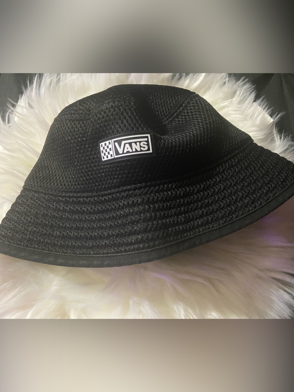 Vans Black Mesh Bucket Hat with Logo Patch